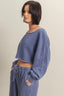 HYFVE Frayed Detail Boat Neck Long Sleeve Crop Top