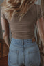 Lace Splicing Crisscross Slim V Neck T Shirt