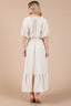 Ces Femme Smocked Elastic Waist Tie Neck Puff Sleeve Dress