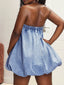 Tube Bubble Hem Denim Dress