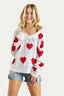 ADORA Full Size Heart V-Neck Knit Top Plus Size