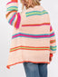Open Front Striped Pattern Knit Oversize Cardigan