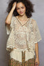 POL V-Neck Crochet Top with Scalloped Hem