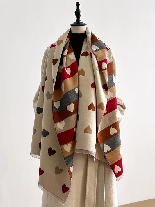 Heart Pattern Warm Scarf