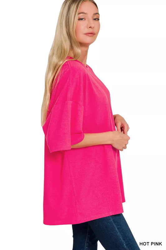 Zenana Cotton Short Sleeve Oversized Tunic Tee