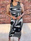 Plus Size Sleeveless Bodycon Maxi Dress with Abstract Print