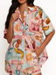 Printed Button Up Shirt and Shorts Set