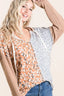 BiBi Popcorn Waffle Knit Hoodie with Print Block Front