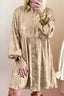 Button Front Balloon Sleeve Mini Dress