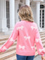Angel Wings Bow Round Neck Dropped Shoulder Sweater