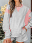 Color Block Long Sleeve Sweatshirt and Shorts Set