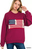 Zenana French Terry American Flag Pullover