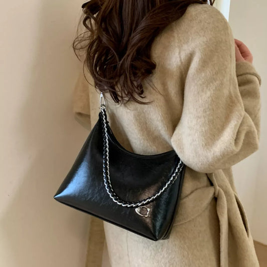 Chic Chain Accent Shoulder Bag