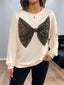 Sequined Bow Round Neck Sweatshirt