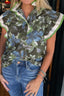 Ruffled Short Sleeve Floral Summer Blouse
