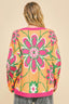 Davi & Dani Floral Contrast V-Neck Dropped Shoulder Sweater