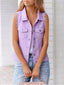 Full Size Button Down Raw Hem Sleeveless Denim Jacket Plus Size