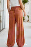 Stripe Button Pocket Tie Waist Casual Wide Leg Pants
