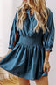 Smocked Button Front Mini Dress