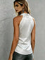 Satin Button Up Sleeveless Shirt
