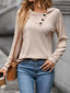 Decor Button Textured Long Sleeve Top