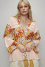 POL Frill Floral Johnny Collar Shirring Raglan Sleeve Shirt
