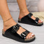 Open Toe Double Buckle Sandals