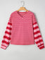 Striped Drop Shoulder V Neck Top