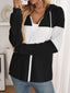 Drawstring Color Block Zip Up Outerwear