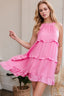Tied Back Ruffled Layered Sleeveless Mini Dress