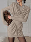 Ruched Long Sleeve Bodycon Mini Dress