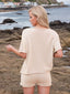 Round Neck Short Sleeve Top and Shorts Sweater Set