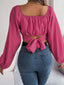 Scoop Neck Balloon Sleeve Cropped Blouse