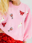 Halloween Sequin Round Neck Long Sleeve Sweatshirt