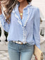 Lace Detail Ruffled Round Neck Long Sleeve Shirt