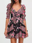 Ruffled Floral Print Half Sleeve Dress