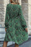 Printed Flounce Sleeve Surplice Neck Dress