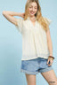 Umgee Scalloped Trim Flutter Sleeve Top