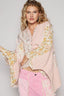 POL Crochet Patch Lace Detail Button Detail Floral Hooded Top