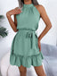 Halter Neck Ruffle Hem A-Line Dress