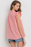 Ces Femme Plaid Notched Ruffled Cap Sleeve Blouse