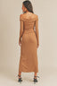 MABLE Button Detail Crop Top and Slit Midi Skirt Set