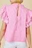 Ruffled Sleeve Frilled Collar Blouse