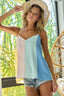 BiBi Linen Woven Color Block Sleeveless Top