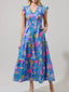 Ruffled V-Neck Tiered Midi Dress