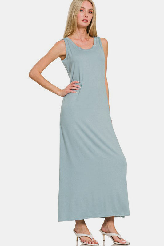 Zenana Scoop Neck Wide Strap Tank Dress