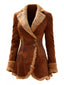 Vintage Suede Sherpa Trimmed Winter Coat