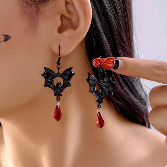 Gothic Bat Drop Earrings