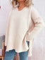 V-Neck Dropped Shoulder Sweater