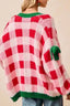 Checkered Bow-Tie Sleeve Knit Christmas Cardigan